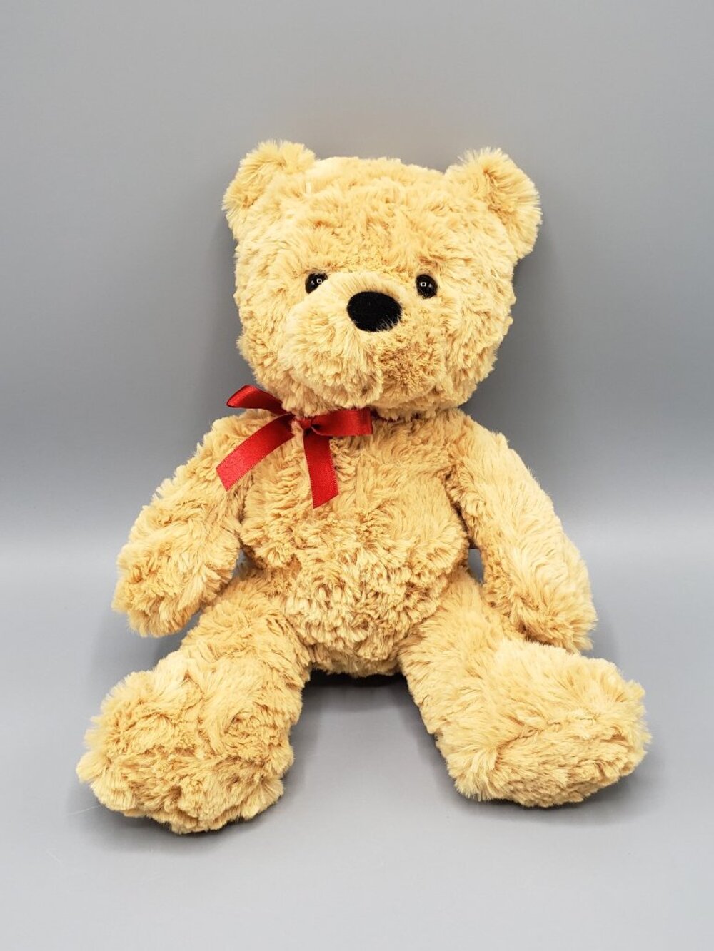 Aurora World Plush LEVI Tan Teddy Bear 10" Red Ribbon Bow 2024 Stuffed Animal